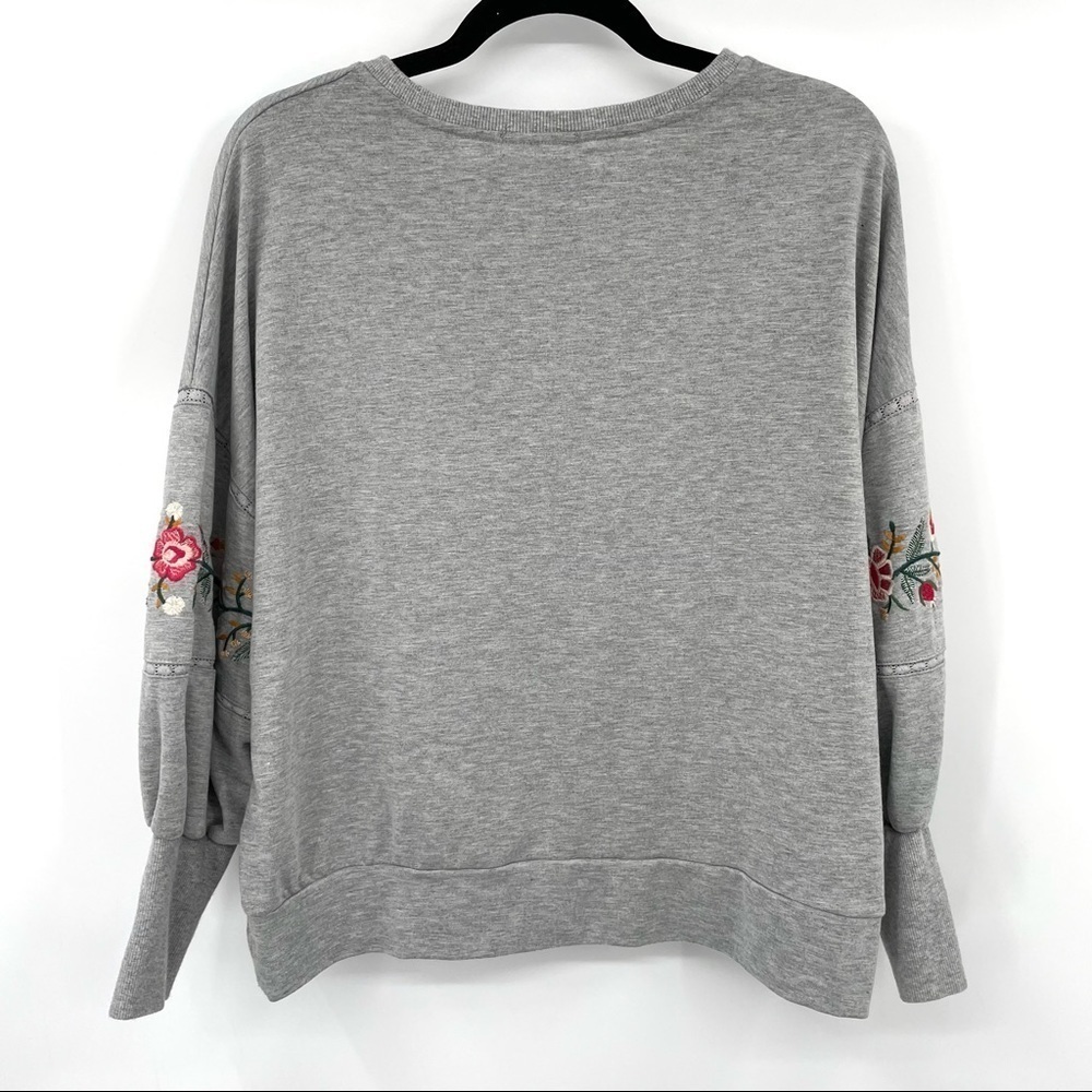 Mustard Seed Grey Sweatshirt with Cute Floral Embroidery Detail - Picture 9 of 11